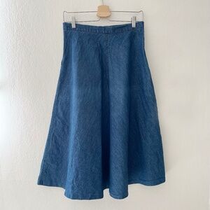 Zara blue denim A-line midi skirt. Size S.